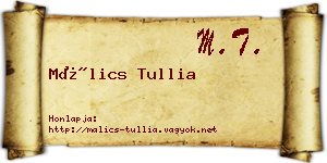 Málics Tullia névjegykártya